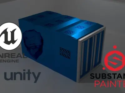 Container Blue Low-poly 3D model purchase