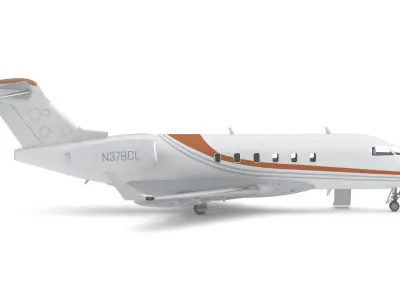 Bombardier Challenger 350 with Interior and Cockpit 3D model