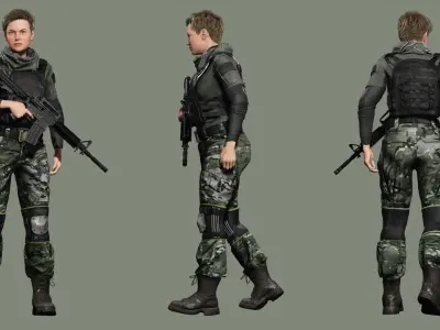 Amelia - Military Muse Command In Style Low-poly 3D model