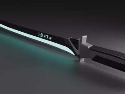 Futuristic cyberpunk style Katana Low-poly 3D model