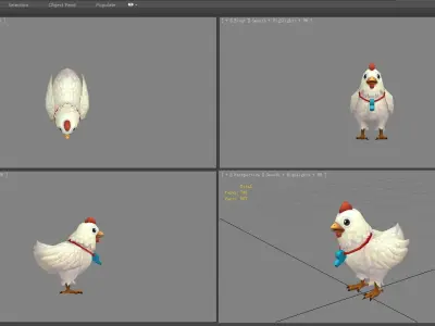 Cartoon white chicken wearing a whistle Low-poly 3D model