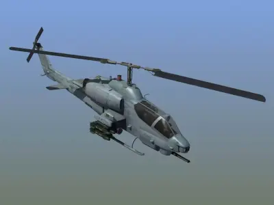AH1W Cobra attack helicopter Low-poly 3D model