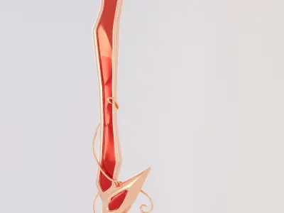 Fantasy fire sword Low-poly 3D model