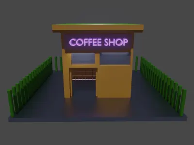 Low Poly Coffee Shop 3D Model Free 3D model