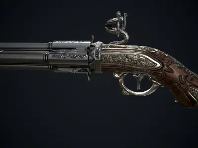 Gun Game ready 3d model with PBR textures Low-poly 3D model