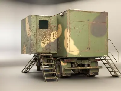 Generic Military Command Truck Sand Camo Dirt and Rust 3D model