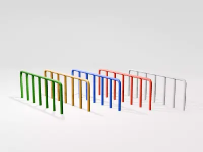 Game Ready - 5 Colors Metal Street Fence Low-poly 3D model