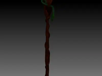 Staff Model long wooden 3D model