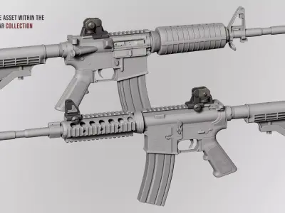 AR15 M4A1 Modular Iron Sight A2 Customizable Low-poly 3D model