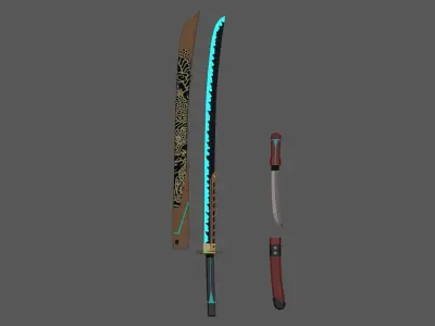 Details samurai sword Low-poly 3D model