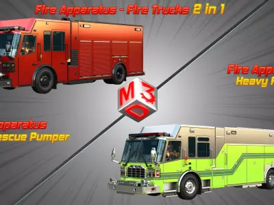 Ferrara Fire Apparatus - Fire Trucks  2 in 1 3D Model Pack purchase