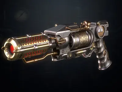 Steampunk Revolver Low-poly 3D model purchase