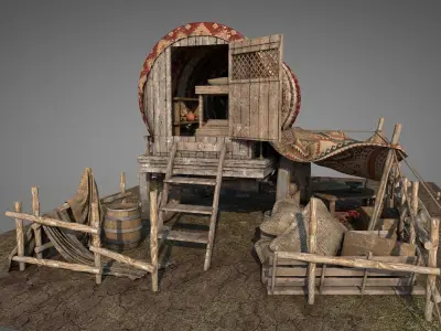Gypsy Vardo Caravan 3D model