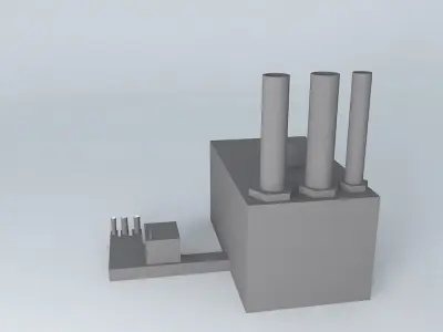 factory with two chimneys Free 3D model
