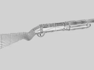 Ornate semi-auto shotgun Low-poly 3D model