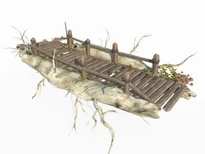 Jungle wooden bridge 3D model
