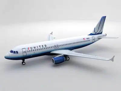 Airbus A320 Airliner - United Airlines Low-poly 3D model