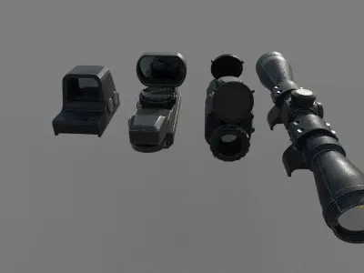 Tactical Sights Pack 3D model Low-poly 3D model