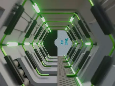 ANIMATED SCI FI CORRIDOR  Low-poly 3D model