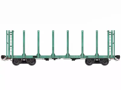 Flatcar 13-198 for timber 3D model