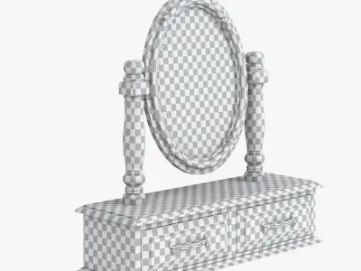 Victorian Mirror Desk Old White 3D model