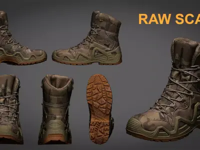 Photorealistic Boot Pack - 5 High-Quality Scanned Boots Low-poly 3D model