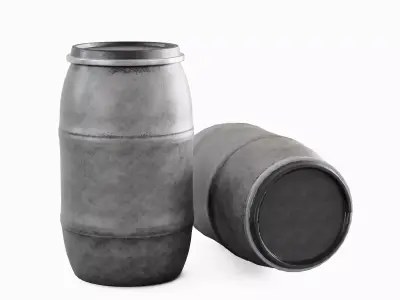 Dirty Plastic Barrel 05 Low-poly 3D model