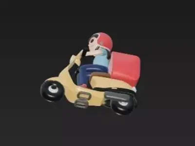 Delivery Woman on Vespa 3D Model 3D print model