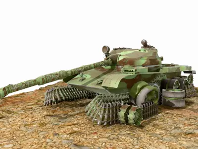 destroyed tank Low-poly 3D model by unityking24