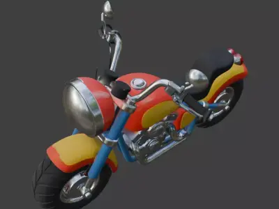 Cartoon Red Motorcycle 3D Model 3D model shop