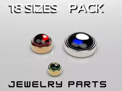 round flush set cabochon ring heads earrings or pendant 3D print model
