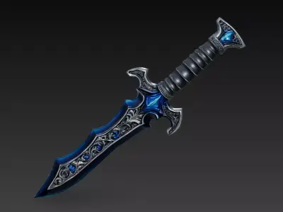 Shadow Sapphire Dagger - Low Poly Stylized Fantasy Weapon Low-poly 3D model