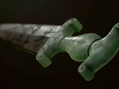 Mughal Jade-handled Khanjar dagger Low-poly 3D model