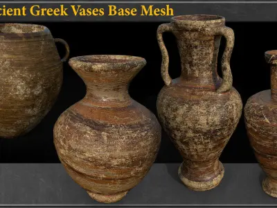 25 Ancient Greek Vases Base Mesh Low-poly 3D model