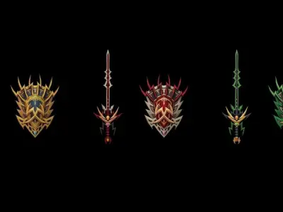 Thunder Thorn - Sword and Shield Low-poly 3D model