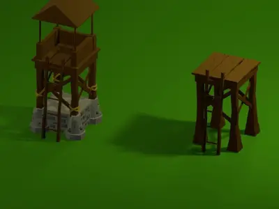 Scenario Tower defense low poly 3D model