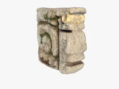 Mayan face ancient sculpture Low-poly 3D model