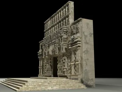 Mayan Building Hochob Low Poly PBR Low-poly 3D model