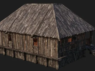 Old Wooden House 4K Textures GameReady 137 Low-poly 3D model