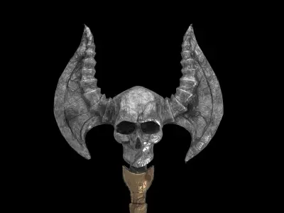 Skull Axe low poly Low-poly 3D model
