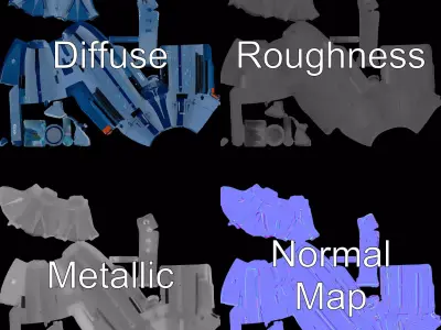 Dark Blue Submarine model pack Low-poly 3D model