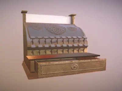Cash Register Game Ready Low Poly Low-poly 3D model