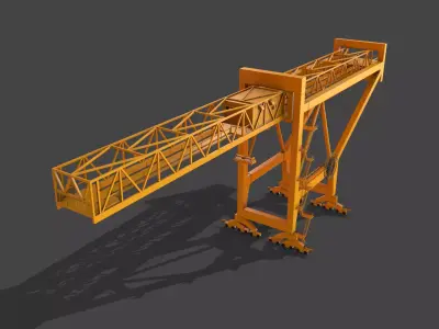 PBR Port Container Crane - Yellow  Low-poly 3D model