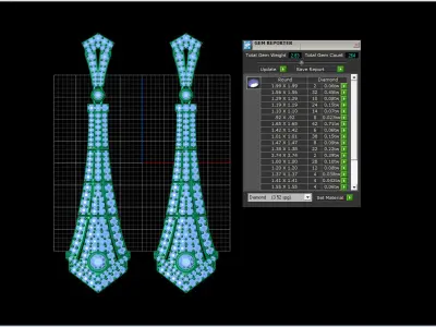 Brilliant Earrings with round gem stones 3D print model purchase