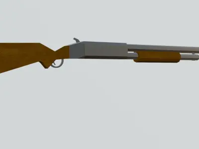 Shotgun Low-poly 3D model 6