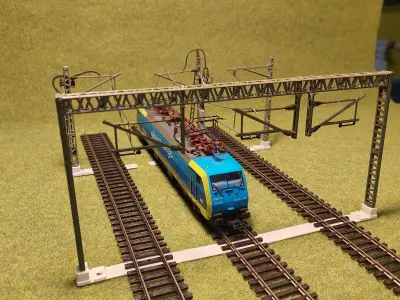 Catenery Gantry Three Track Wide 1-87 FDM 3D print model