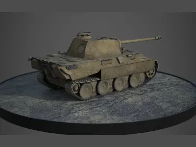 World War II - Panther Panzer V - Game Ready - PBR Low-poly 3D model