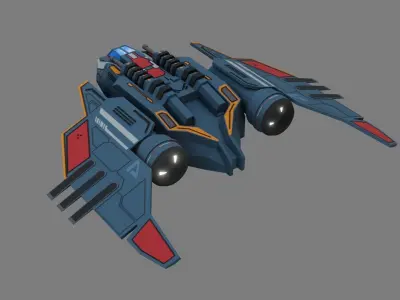 Sci-Fi Fighter Ship - Low Poly - Game Ready - PBR Low-poly 3D model