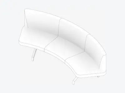 Seat - Bench - Worksmart - Curved Low-poly 3D model