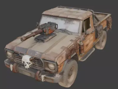 Post-Apocalyptic Outlaw Battle Truck 3D Model Low-poly 3D model